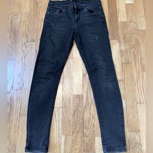 ZARA Trafaluc Denimwear Black Distressed Stretch Low Rise Skinny Jeans Size 6